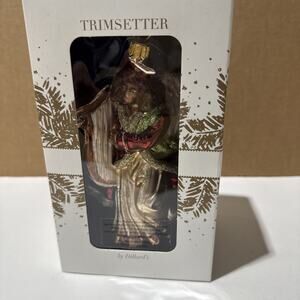 Trimsetter by Dillard’s Glass - Black Angel Ornament w/ Harp 6” IOB Christmas